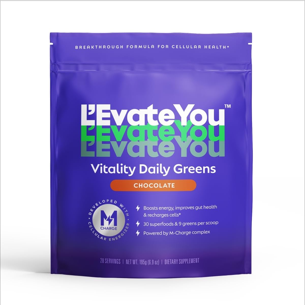 L'Evate You Vitality Daily Greens Powder (Chocolate, 28 Servings) - görsel 1