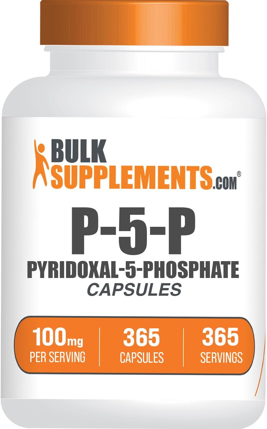 BulkSupplements.com Pyridoxal 5 Phosphate Capsules - P5P Vitamin B6, 100mg, 365 Capsules - görsel 1