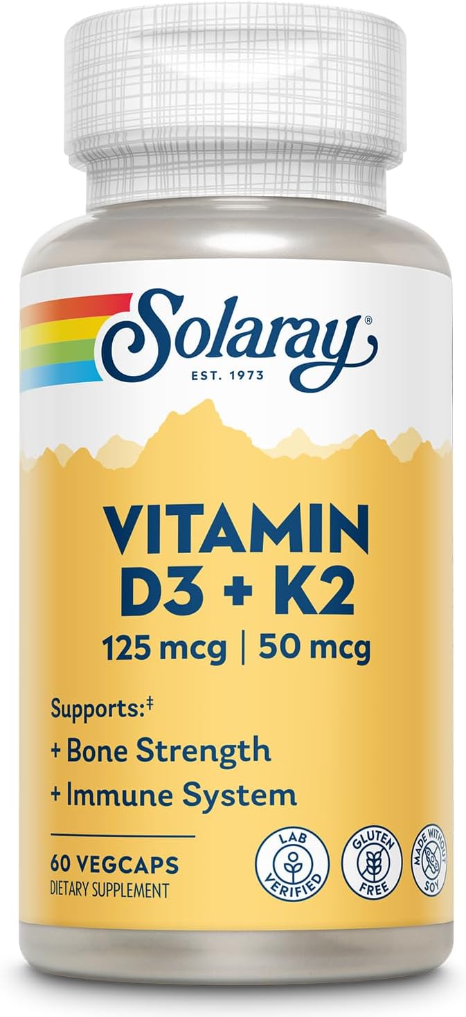 Solaray Vitamin D3 K2 – 5000 IU & 50 mcg Vitamin K2 MK-7, 120 Vegetarian Capsules - görsel 4