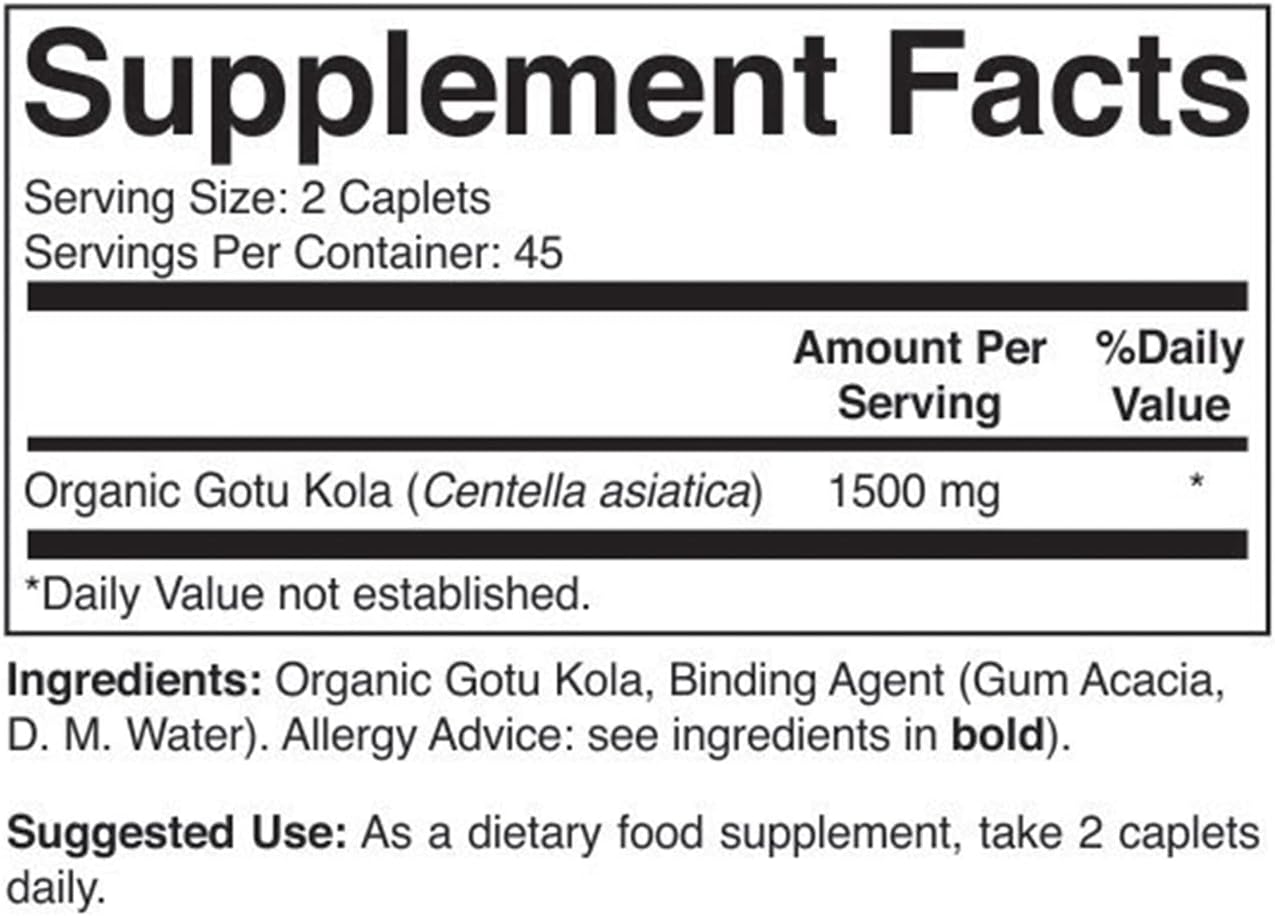 Brieofood Organic Gotu Kola 1500mg, 45 Servings, Vegetarian, Gluten-free, 90 Vegetarian Tablets - görsel 3