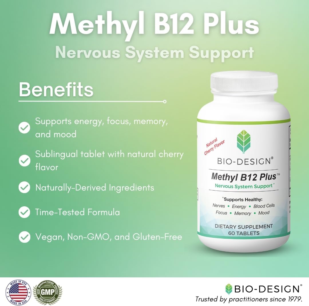 Methyl B12 5000 mcg Plus Folate Supplement - Methylcobalamin, L-Methylfolate - Methylated and Bio-available – Supports Normal Nervous System, Energy Metabolism and Psychological Function - 60 Tablets - görsel 2