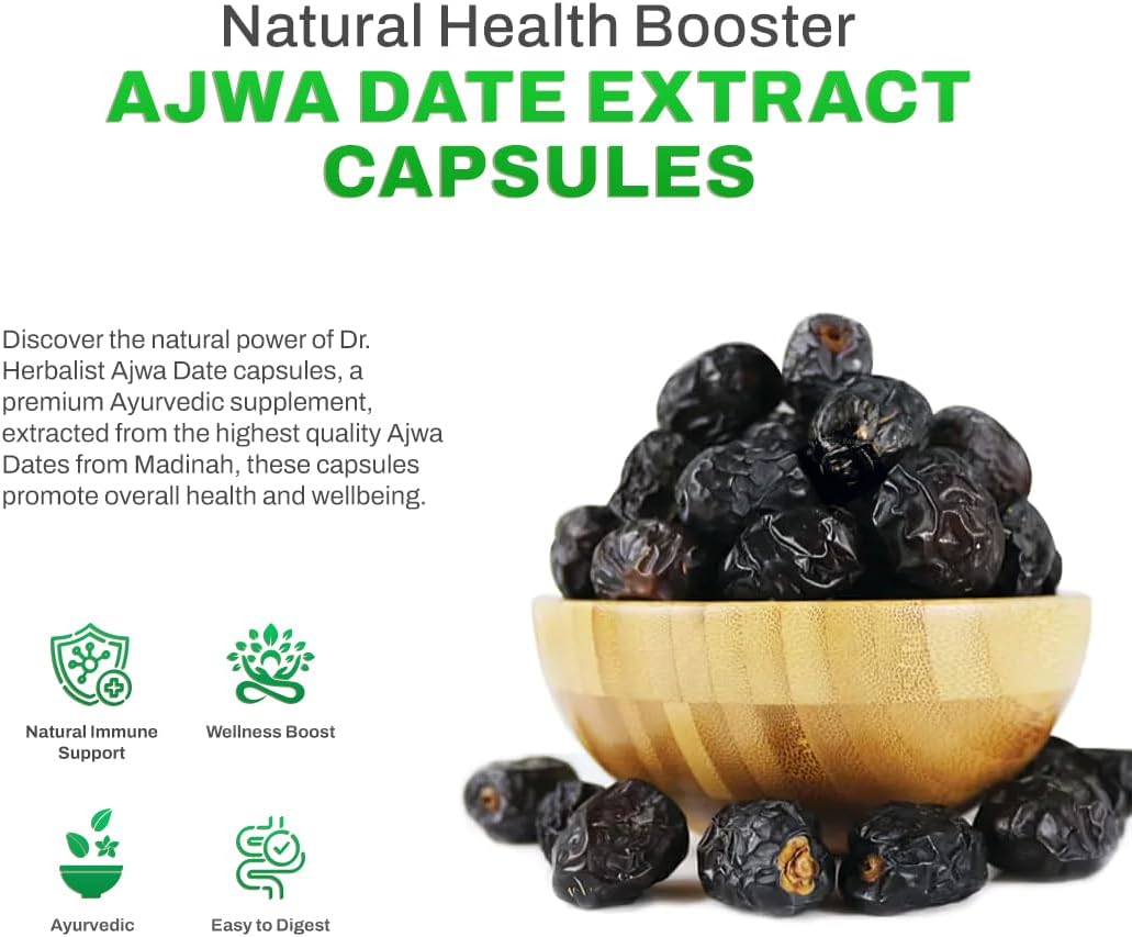 Dr. HERBALIST Ajwa Date Extract 350mg – Energy Support – 60 Vegetarian Capsules - görsel 6