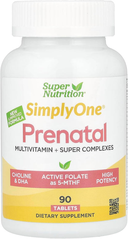SuperNutrition Simply One® Prenatal Multivitamin with Super Greens, Spices, Vitamin A, and Folate, 90 Tablets