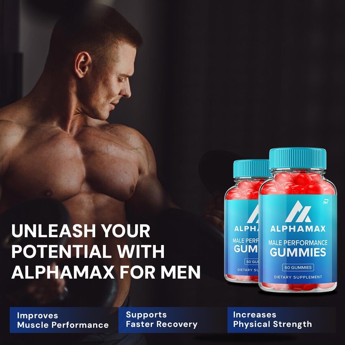 Alpha Max Gummies for Men – AlphaMax Male Performance ACV Gummies Apple Cider Vinegar 1000mg, Vitamin B12 (1 Pack - 60 Gummies) - görsel 3