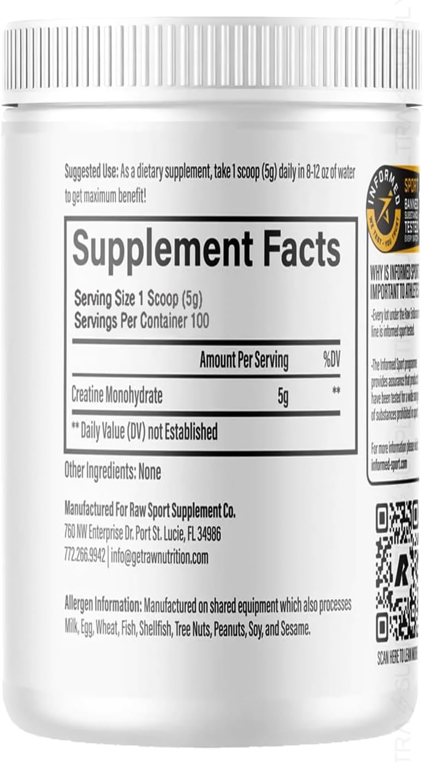 Raw Creatine Monohydrate Powder, 100 Servings, Unflavoured, 510g – Micronised Creatine for Muscle Strength, Recovery & Performance - görsel 2