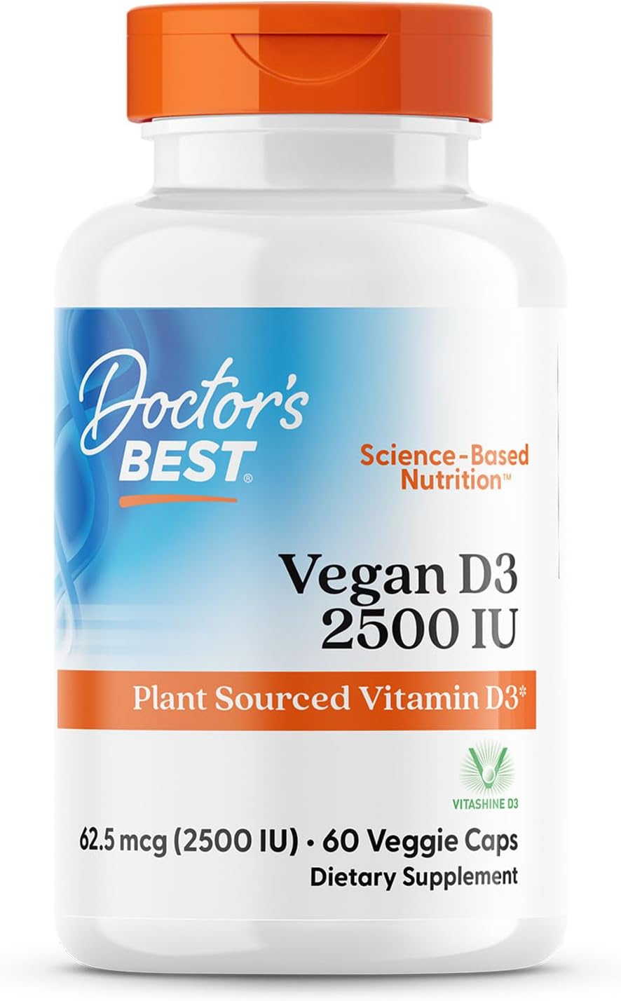 Doctor's Best Vegan Vitamin D3 2500 IU - 60 Veggie Capsules - görsel 1