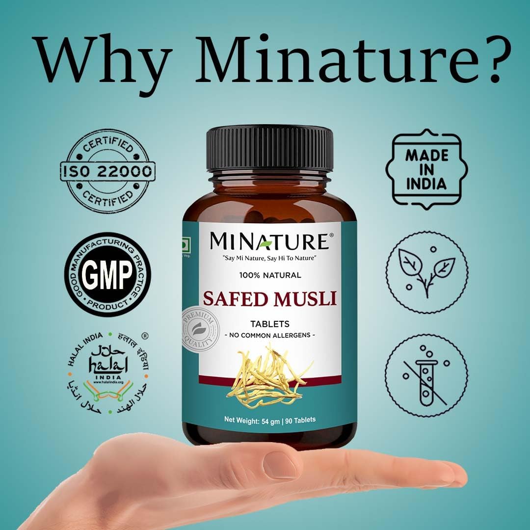 Safed Musli Tablets by mi Nature | Pure & Natural | 90 Tablets (45-Day Supply) - görsel 7