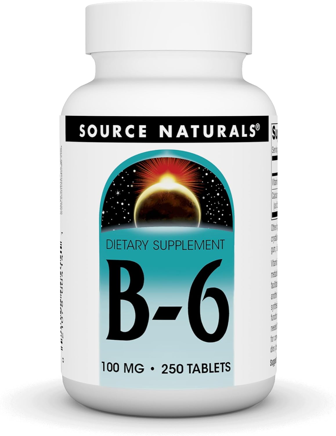 Source Naturals Vitamin B6, 100 mg, for Immune Support – 250 Tablets - görsel 1