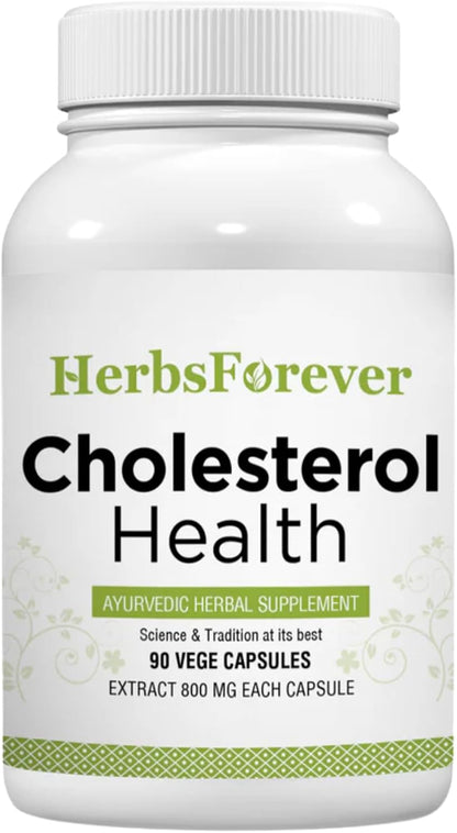 Herbsforever Cholesterol Health Support – Ayurvedic Supplement with Guggulipid & Arjuna, 90 Veg Capsules