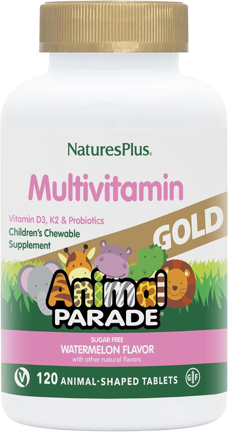 NaturesPlus Animal Parade Source of Life Gold Children's Multivitamin - Orange Flavour - 120 Chewable Tablets - görsel 9