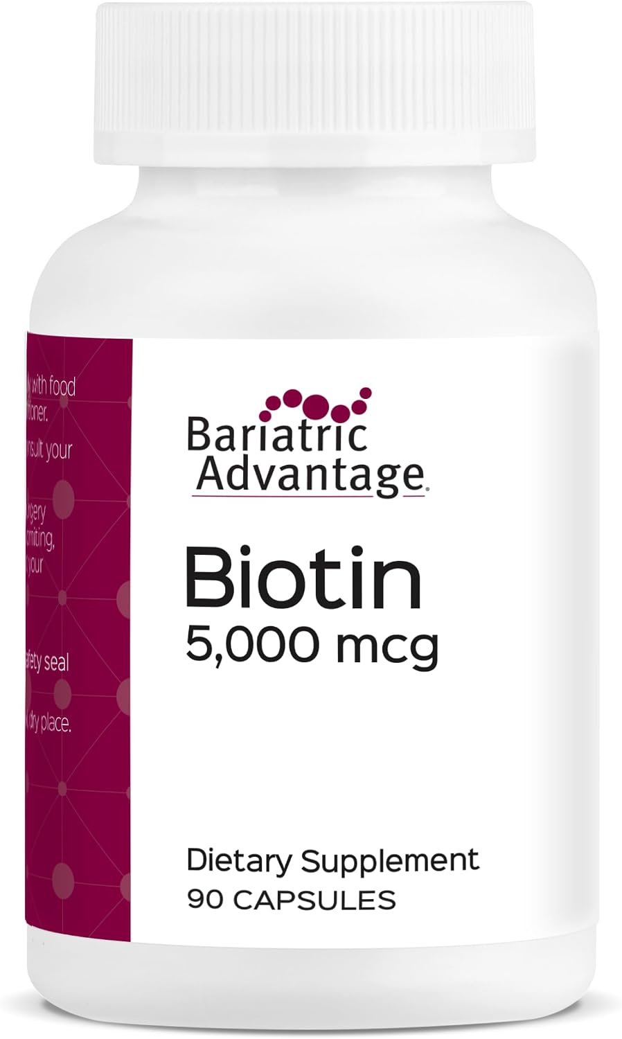 Bariatric Advantage Biotin 5,000 mcg - for Bariatric Surgery Patients - Easy-to-Digest Mini Capsules - Hair, Skin and Nails Support - 90 Count - görsel 1