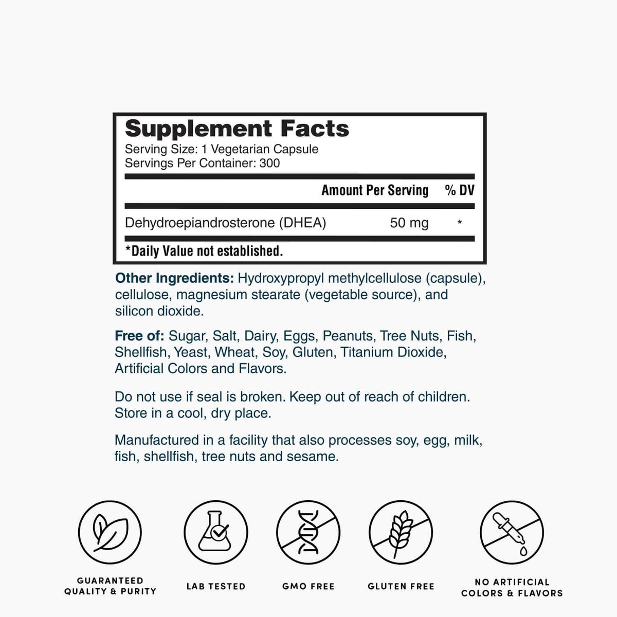 Nature's Lab DHEA 50mg Capsules, 300 Count - görsel 6