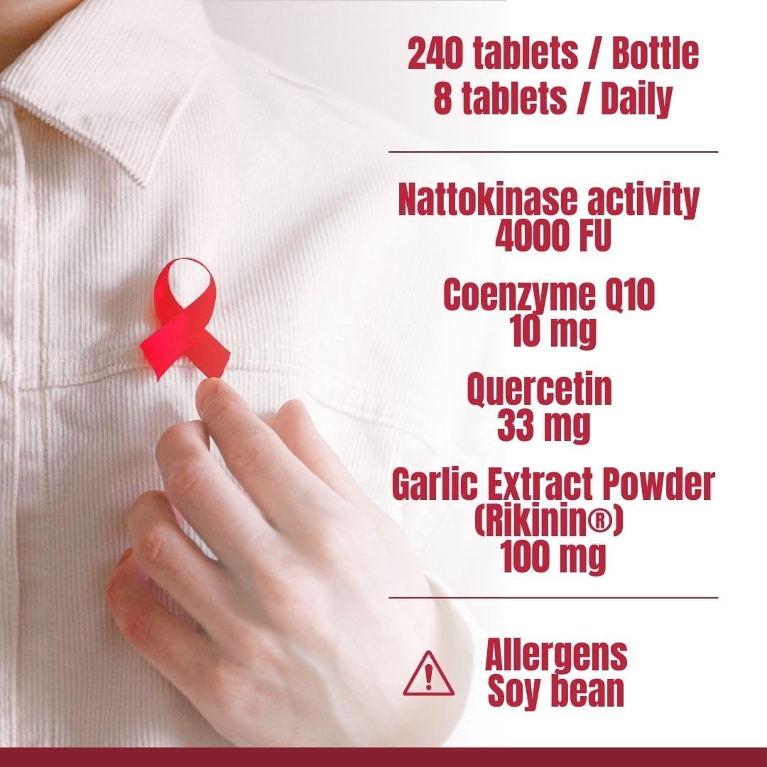 Nattokinase 4000FU - Derived from Japanese Natto 180g (250mg x 240 Tablets) Made in Japan - görsel 4