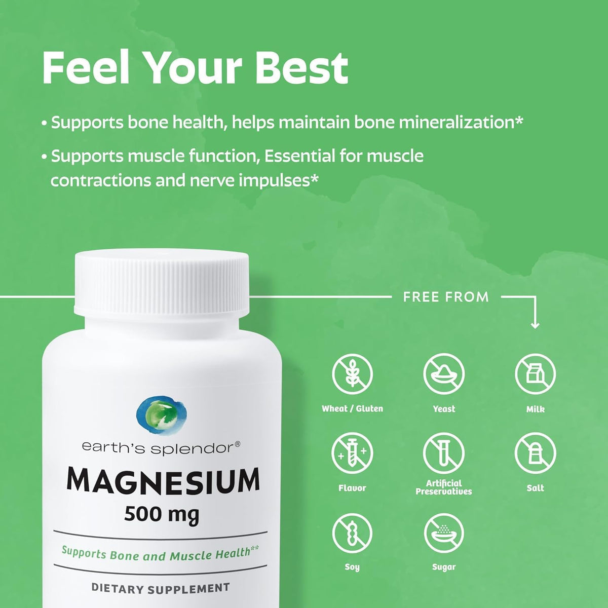 Earth's Splendor Energy and Muscle Support: Vitamin B12 (1000mcg) and Magnesium (500mg) Supplement - görsel 5