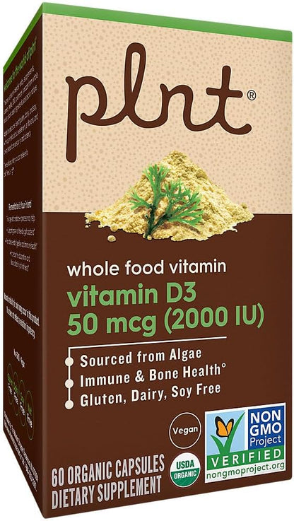 Vitamin D3 50 mcg (2,000 IU) - Whole Food Vitamin D - 60 Organic Capsules by plnt
