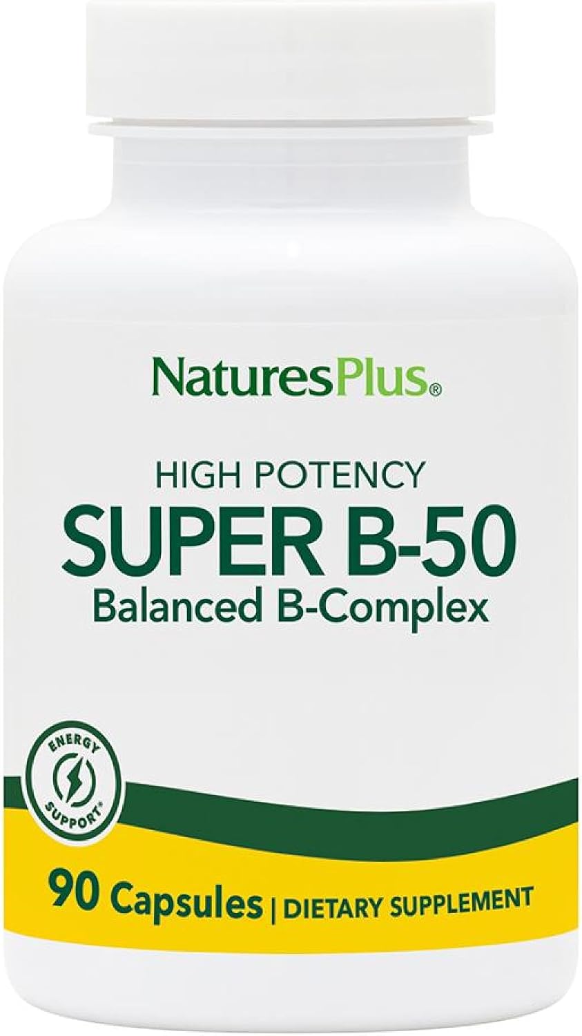 NaturesPlus Super B-50 – High-Potency B Complex with Choline, Inositol & PABA – 90 Capsules - görsel 1
