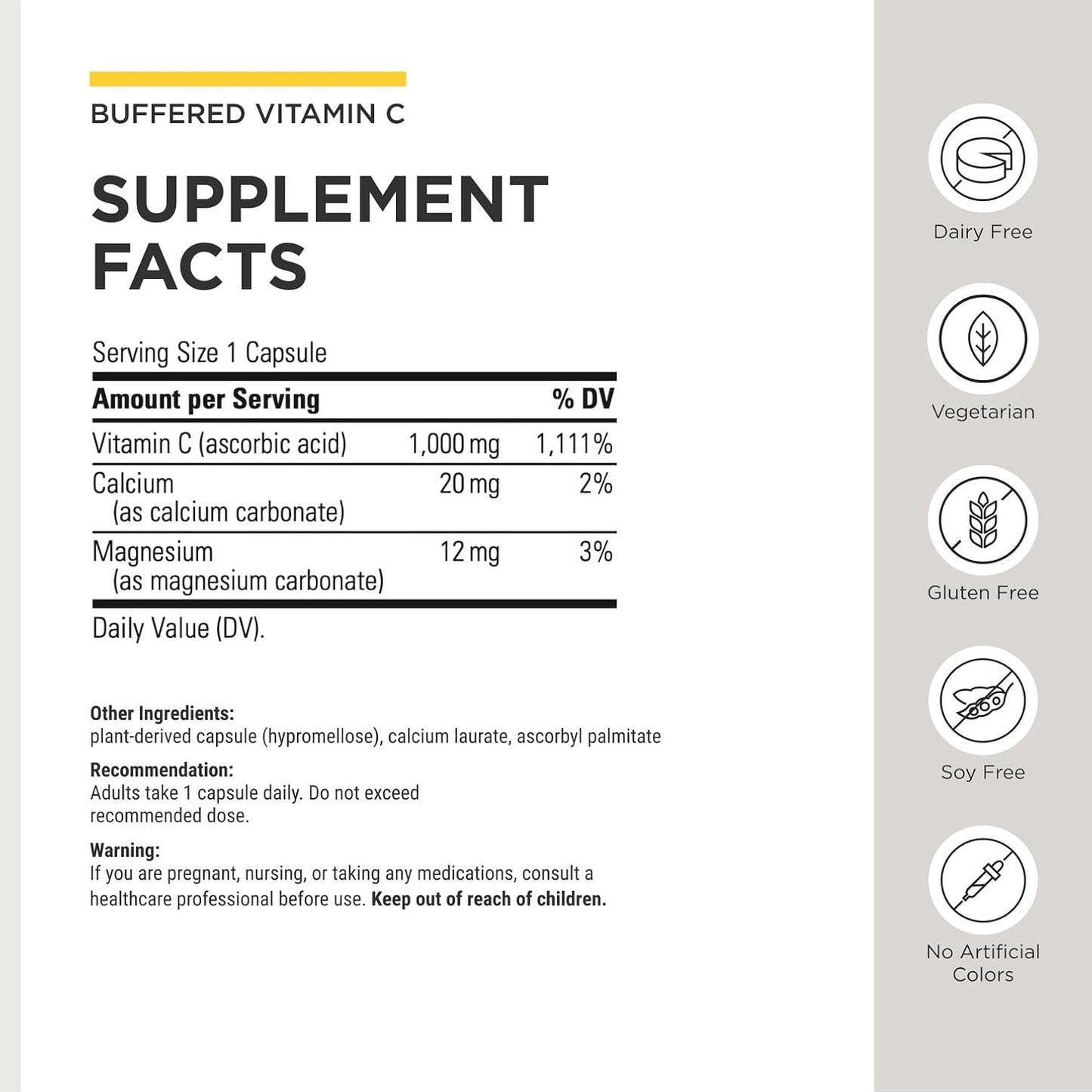 Integrative Therapeutics Buffered Vitamin C 1,000 mg with Magnesium and Calcium - 60 Vegan Capsules - görsel 3