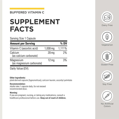 Integrative Therapeutics Buffered Vitamin C 1,000 mg with Magnesium and Calcium - 60 Vegan Capsules