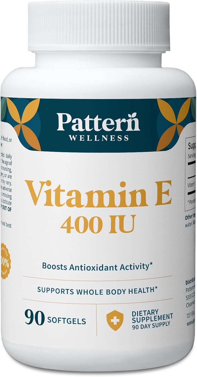 Pattern Wellness Vitamin E 400 IU – Antioxidant, Immune & Cellular Health Support – 90 Softgels - görsel 1
