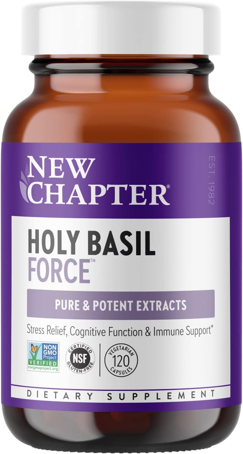 New Chapter Holy Basil Force – Stress Relief Supplement, 120 Vegetarian Capsules - görsel 1