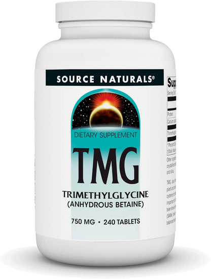 Source Naturals TMG, Trimethylglycine (Anhydrous Betaine) - 750 mg - 120 Vegetarian Tablets