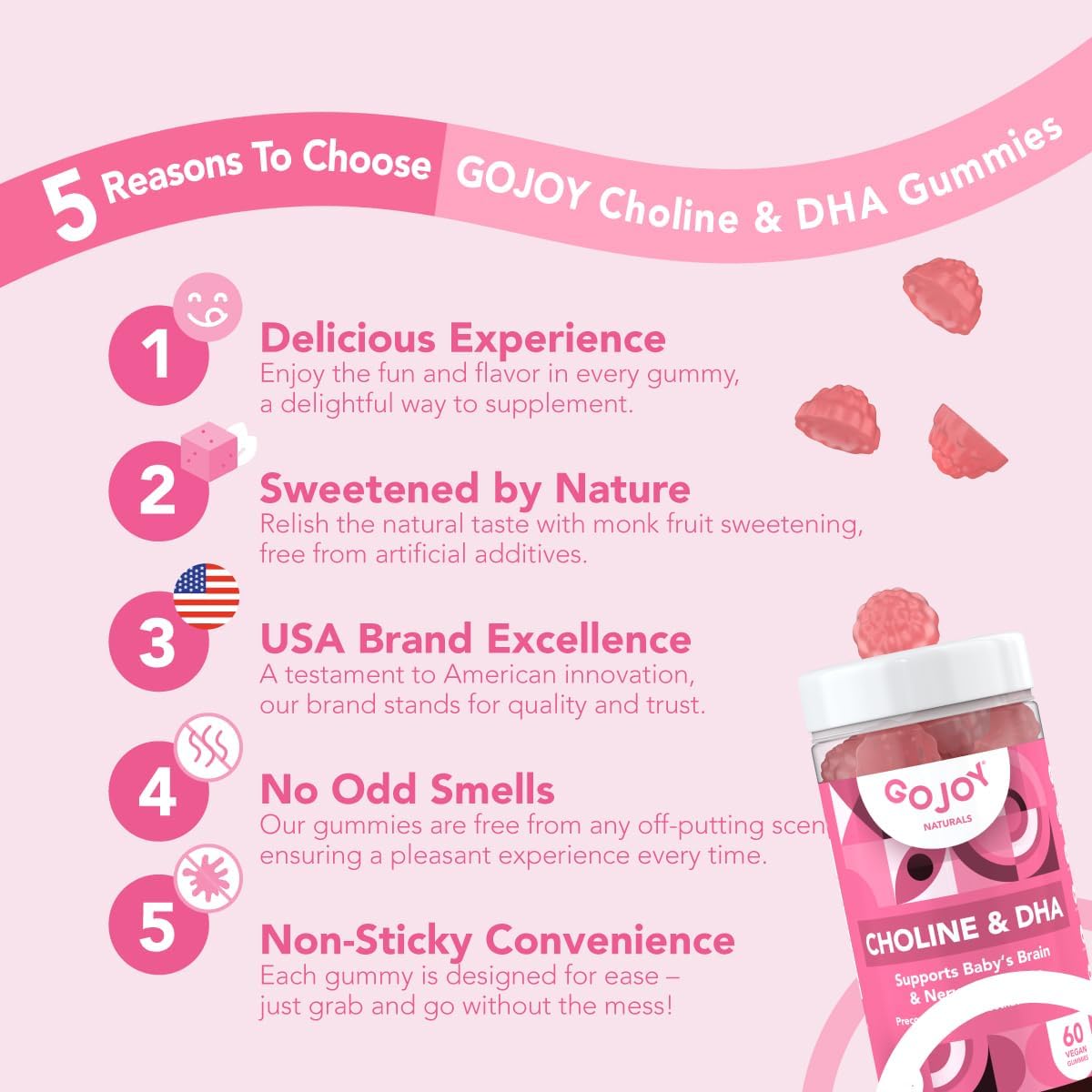 GOJOY NATURALS Prenatal Gummies with Choline & DHA - görsel 2