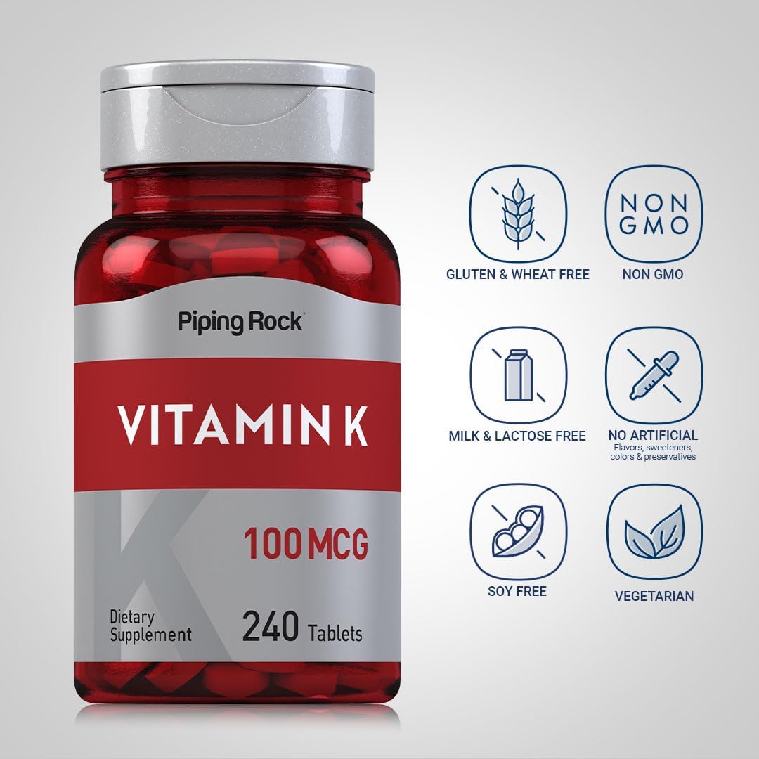 Piping Rock Vitamin K, 100 mcg, 240 Tablets - görsel 3
