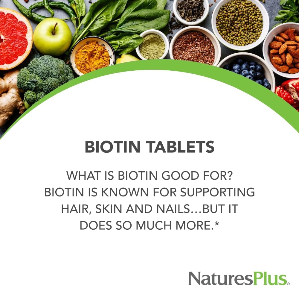 NaturesPlus Biotin 10,000mcg – 90 Sustained-Release Tablets – Hair, Skin & Nail Support - görsel 3