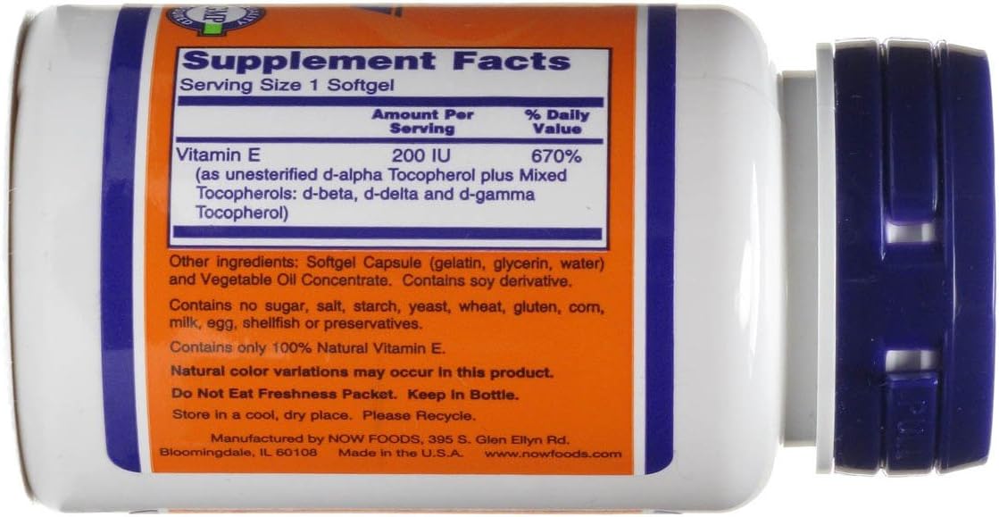 NOW Foods Vitamin E-200 IU Softgels (Pack of 2) - görsel 3