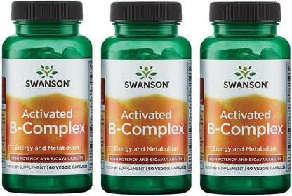 Swanson Activated B-Complex - High Potency and Bioavailability, 60 Veggie Capsules (2 Pack)