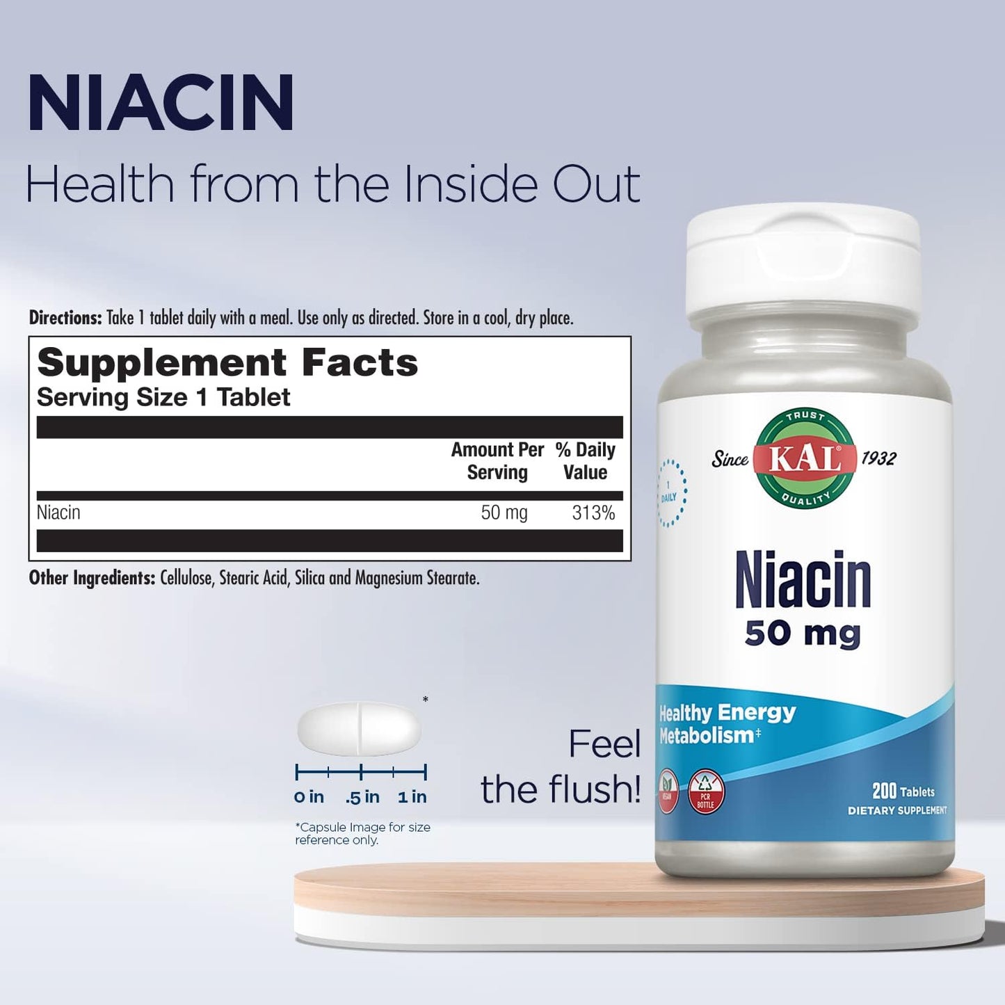 KAL Niacin 50 mg Tablets, 200 Count - görsel 2