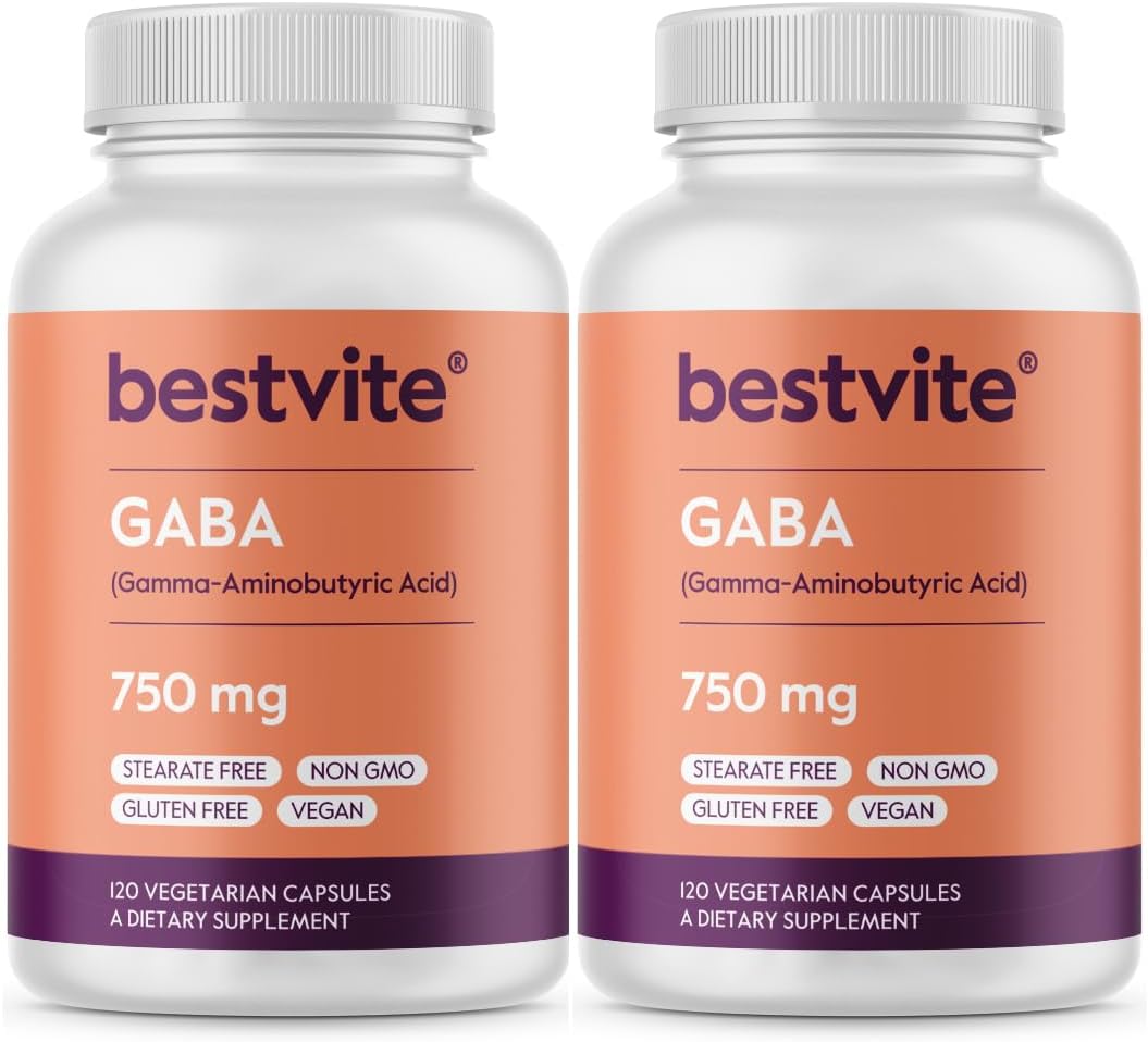 BESTVITE GABA 750mg, 120 Vegetarian Capsules - No Stearates, No Fillers, Vegan, Gluten-free - görsel 8