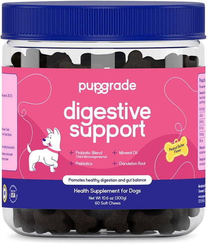 PupGrade Digestive Support for Dogs, Duck Flavour - 60 Soft Chews