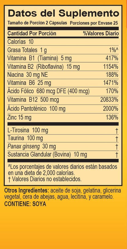 Super Macho Dietary Supplement with High Potency Zinc & 7 B Vitamins, 50 Softgels