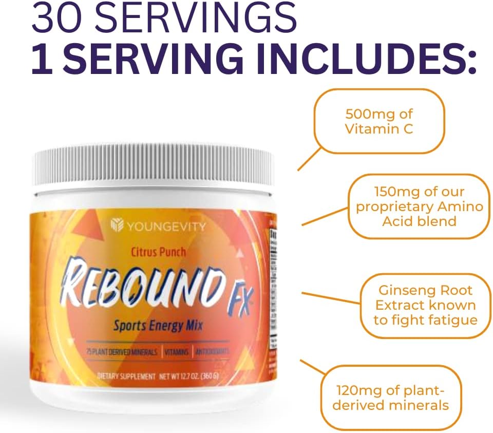 Youngevity Rebound Fx Citrus Powder – Energy Supplement with Vitamins, Minerals & Antioxidants (Pack of 2) - görsel 4