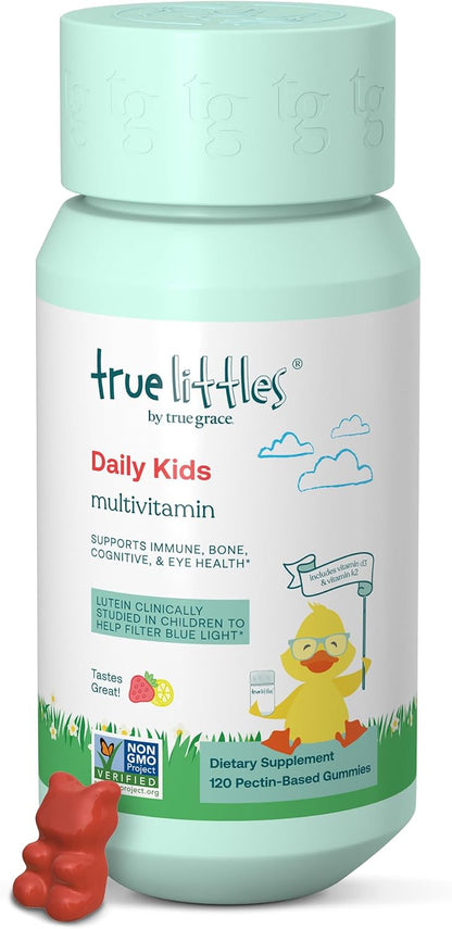 True Grace True Littles Daily Kids Multi – 60 Pectin Gummies – Immune, Cognitive, Bone and Eye Support – Clinically Studied Lutemax Kids Lutein & Vitamin D3 + K2 – Allergen-Free & Vegan