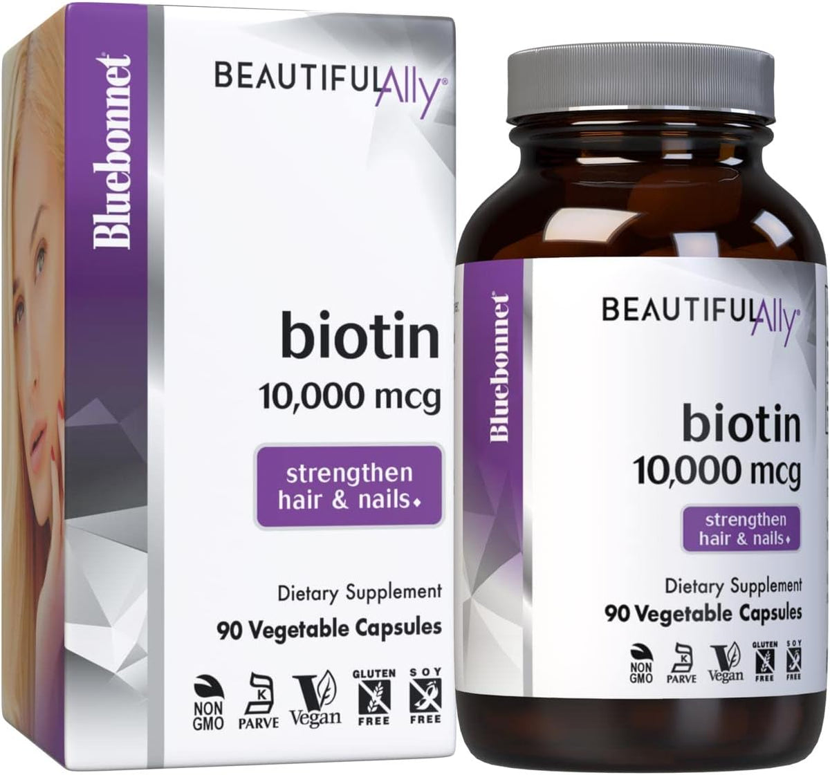 Bluebonnet Nutrition Beautiful Ally Biotin 10,000 mcg, 90 Vegetable Capsules - görsel 1