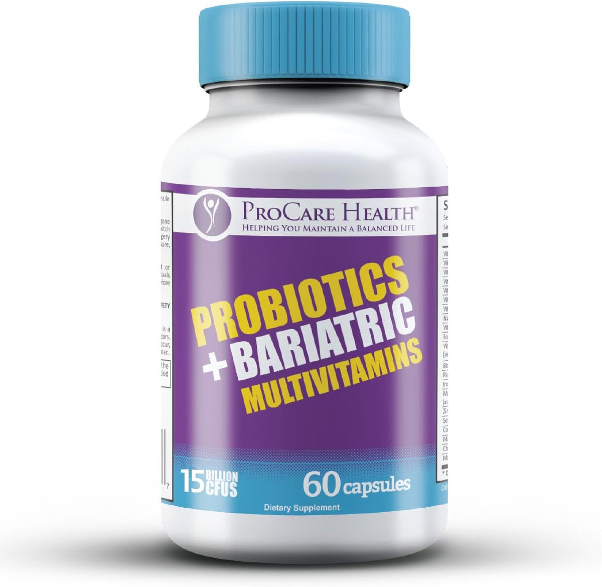 ProCare Health Probiotic Bariatric Multivitamin with Iron 45mg - 15 Billion CFU Probiotic, Fast-Dissolving Vegetable Capsules - görsel 8