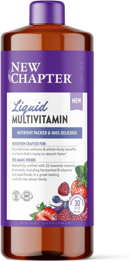 New Chapter Liquid Multivitamin + Mineral Supplement - Whole-Body Support for Adults, Teens & Children 2 Years and Over - 22 Essential Vitamins & Minerals - Orange Mango - 900 ml