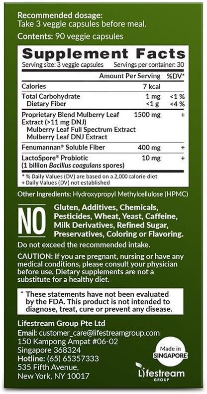 LABO Nutrition Mulbiotic Capsule – Organic Mulberry Leaf Extract with Probiotic & Prebiotic
