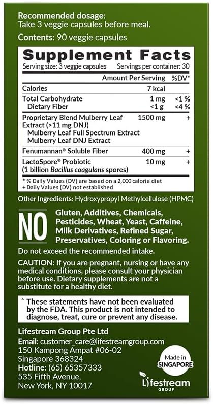 LABO Nutrition Mulbiotic Capsules - Organic Mulberry Leaf Extract + LactoSpore Probiotic & Fenumannan Prebiotic - görsel 8