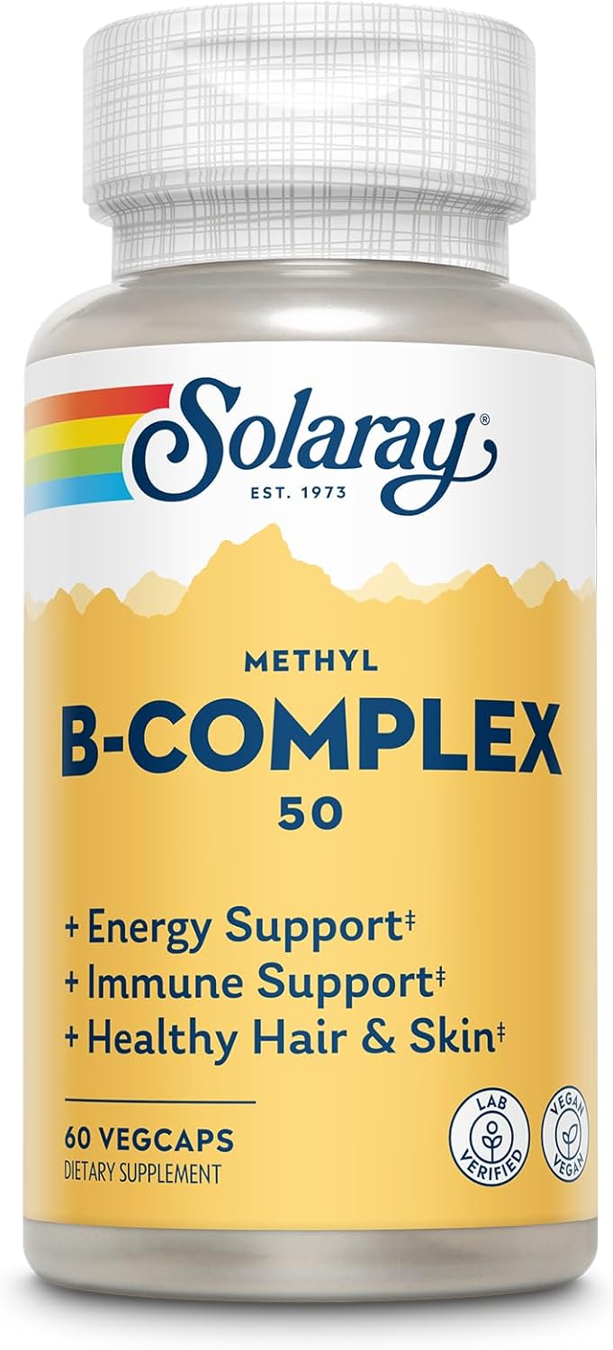 SOLARAY Methyl B Complex 50mg, Vitamin B Complex with Methylated B12, B6, Folic Acid, Biotin - Vegan, 60 Capsules - görsel 1