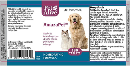 AmazaPet – Dog Cough & Respiratory Support Tablets – Supports Healthy Lung Function & Easy Breathing – Safe for Dogs & Cats – Comfort for Occasional Cough, Throat & Bronchial Wellbeing – 180 Tablets