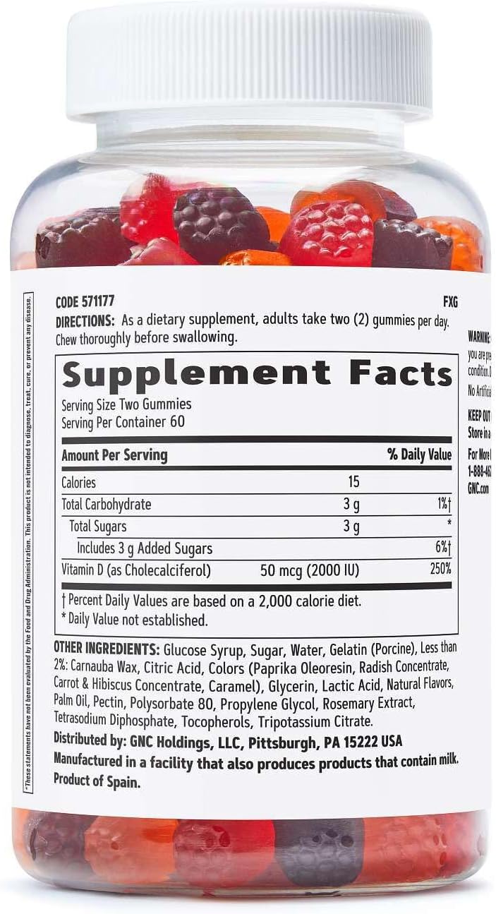 GNC Vitamin D-3 Gummies - Bone Health and Immune Support, 120 Gummies - görsel 3