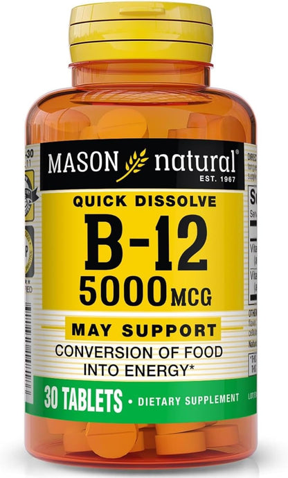 Mason Natural Vitamin B12 5000 mcg Sublingual Tablets (2 Pack)