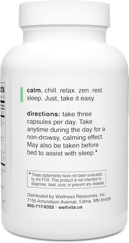 Well+vita Calm Supplement for Relaxation, Sleep and Daytime Calm