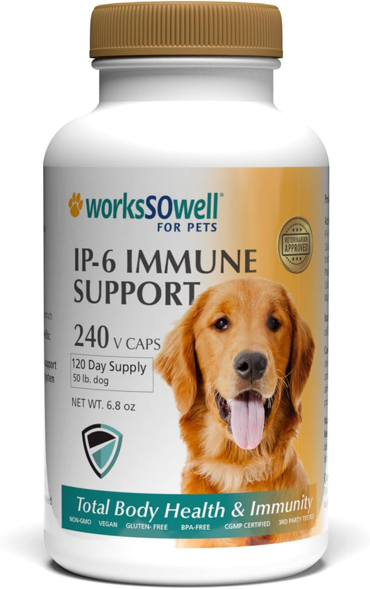 1-TDC WorksSoWell IP-6 Immune Support for Dogs – 240 V-Caps – Helps Maintain Healthy Bones, Teeth, Kidney, Liver and Cardiovascular Function – Total Body Health and Immunity