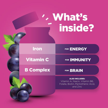 Phytoral Kids Iron Gummies with Vitamin C – Multivitamin for Immunity & Energy