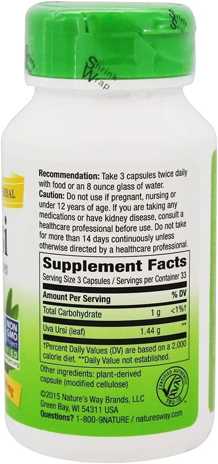 Nature's Way Uva Ursi Leaves, 480 mg, 100 Vegetarian Capsules - görsel 2