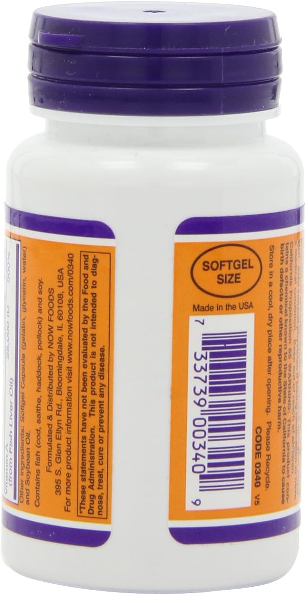 NOW Vitamin A 25,000 IU, 100 Softgels (Pack of 4) - görsel 4